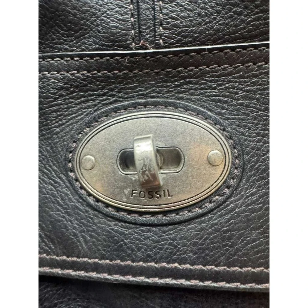 Fossil Maddox Long Live Vintage 1954 Leather Laptop Messenger Bag Black‎